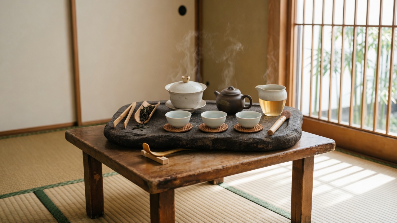 Gongfu tea tray and vessels