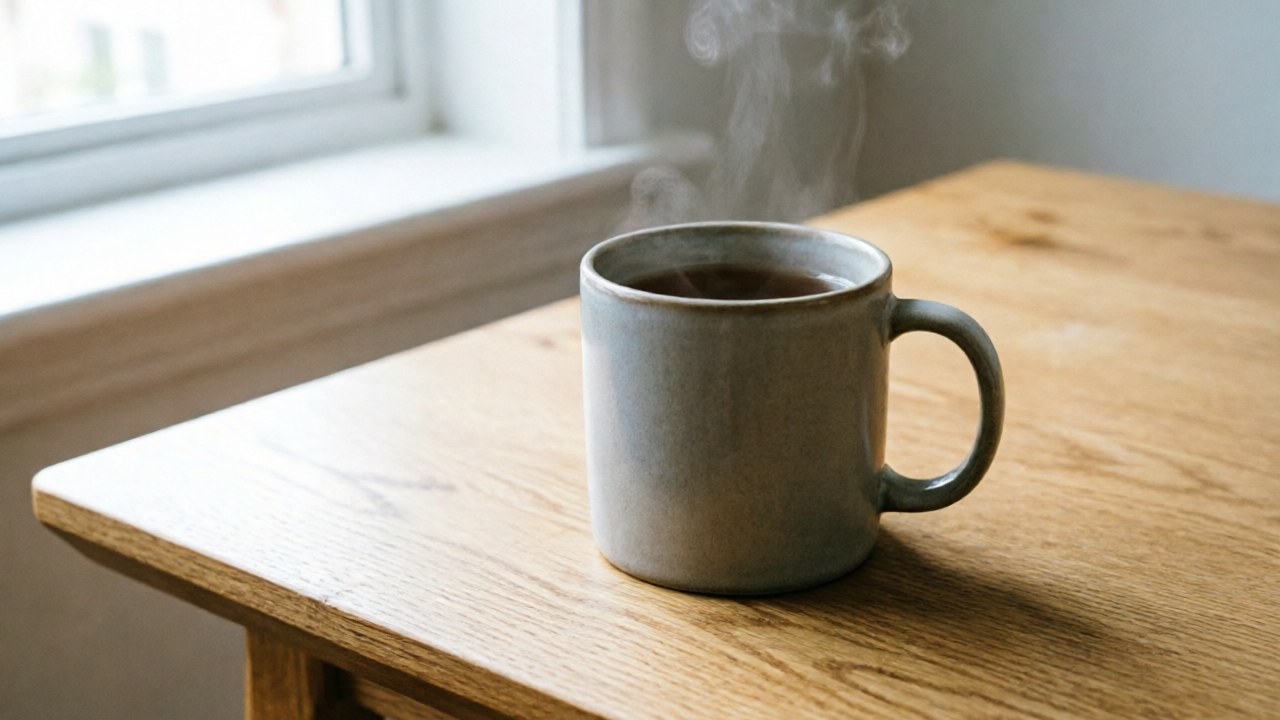 A simple mug tea pause instead of a full formal tea ceremony set