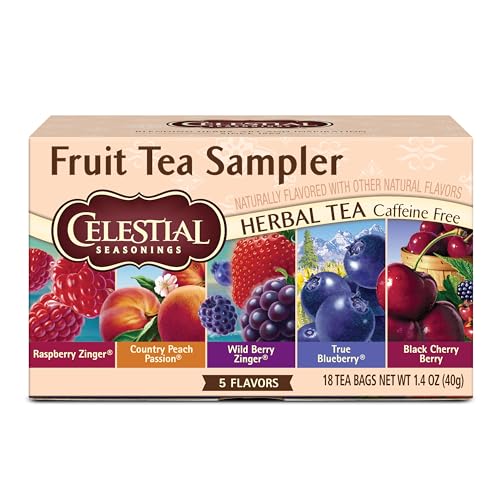 Celestial Seasonings Fruit Tea Sampler Herbal Tea, Caffeine Free, 18 Tea Bags