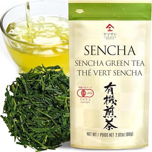 YAMASAN KYOTO UJI Sencha Green Tea Loose Leaf, JAS Certified Organic Japanese Tea from Uji, Kyoto, 80g
