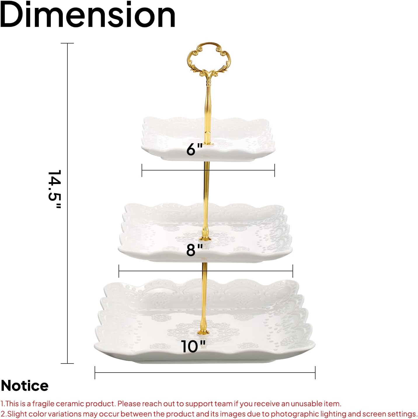 Sumerflos 3 Tier Porcelain Cupcake Stand, Tiered Serving Cake Stand