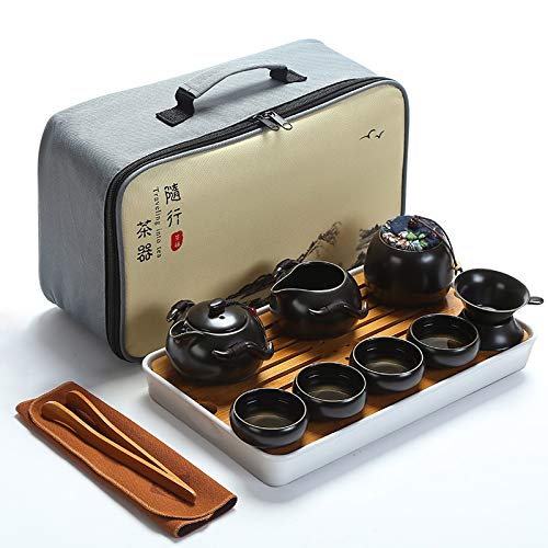 Fanquare Portable Travel Tea Set with Bamboo Tray