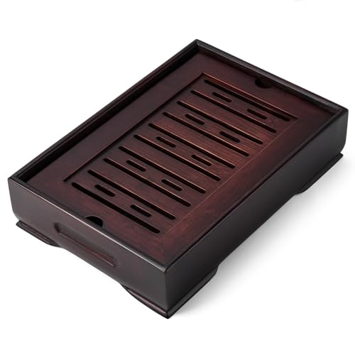 Mini Bamboo Chinese Tea Tray 11x7 inch with Water Storage