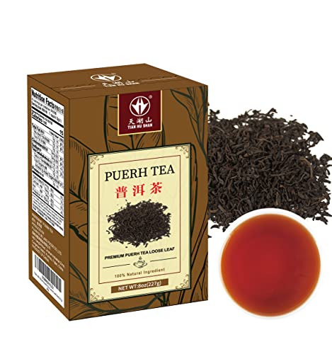 TIAN HU SHAN Ripe Pu'erh Tea Loose Leaf, 8 oz