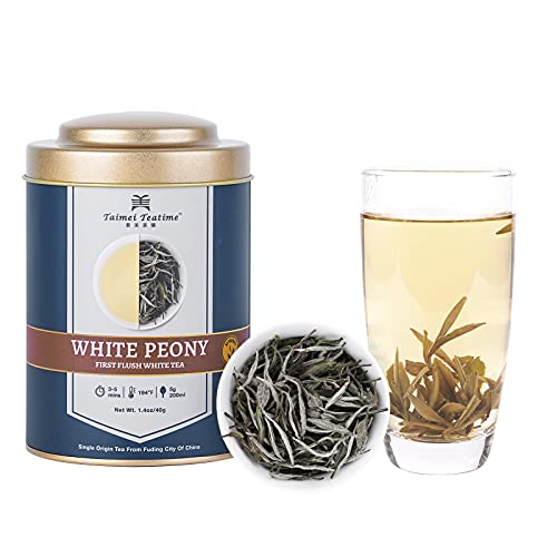 Taimei Teatime King Grade White Tea Loose Leaf, White Peony Tea Bai Mu Dan, Organically Grown Chinese Fujian