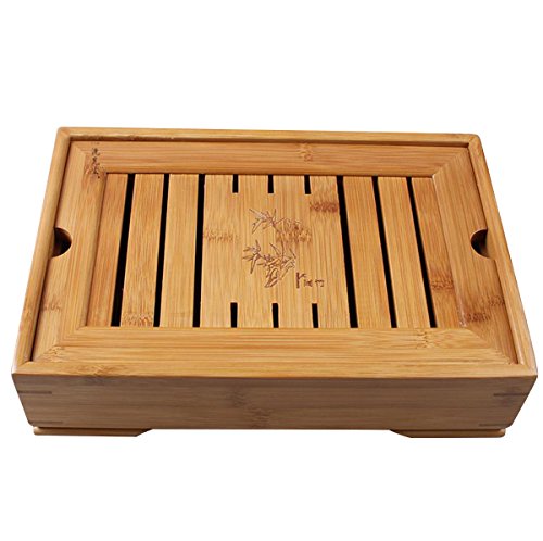 Bamboo Tea Tray 11x7 inch with Water Storage