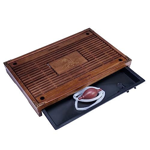 RORA Bamboo Tea Tray with Drawer Water Storage