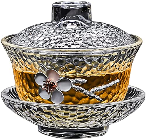 Eplze Crystal Glass Gaiwan with Saucer and Lid