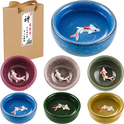Skyley 6 Pieces Korean Ceramic Cups, Handcrafted Porcelain (Koi Fish Pattern)