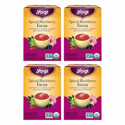 Yogi Tea Spiced Blackberry Focus, 16 Bags (4 Packs)