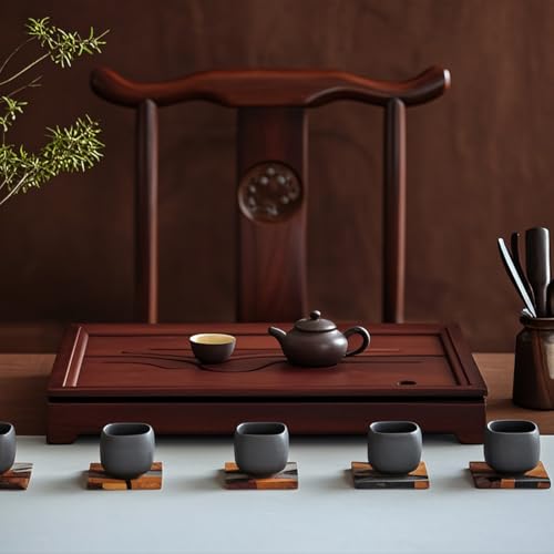 JIKUGO Bamboo Tea Tray 19.5x13.3x2.55 inch