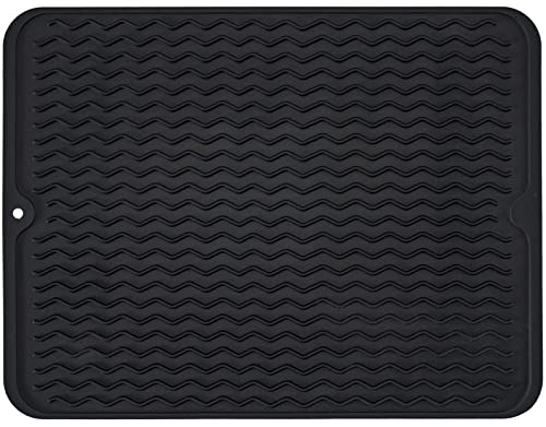MODENGKONGJIAN Silicone Dish Drying Mat 16x12 Black