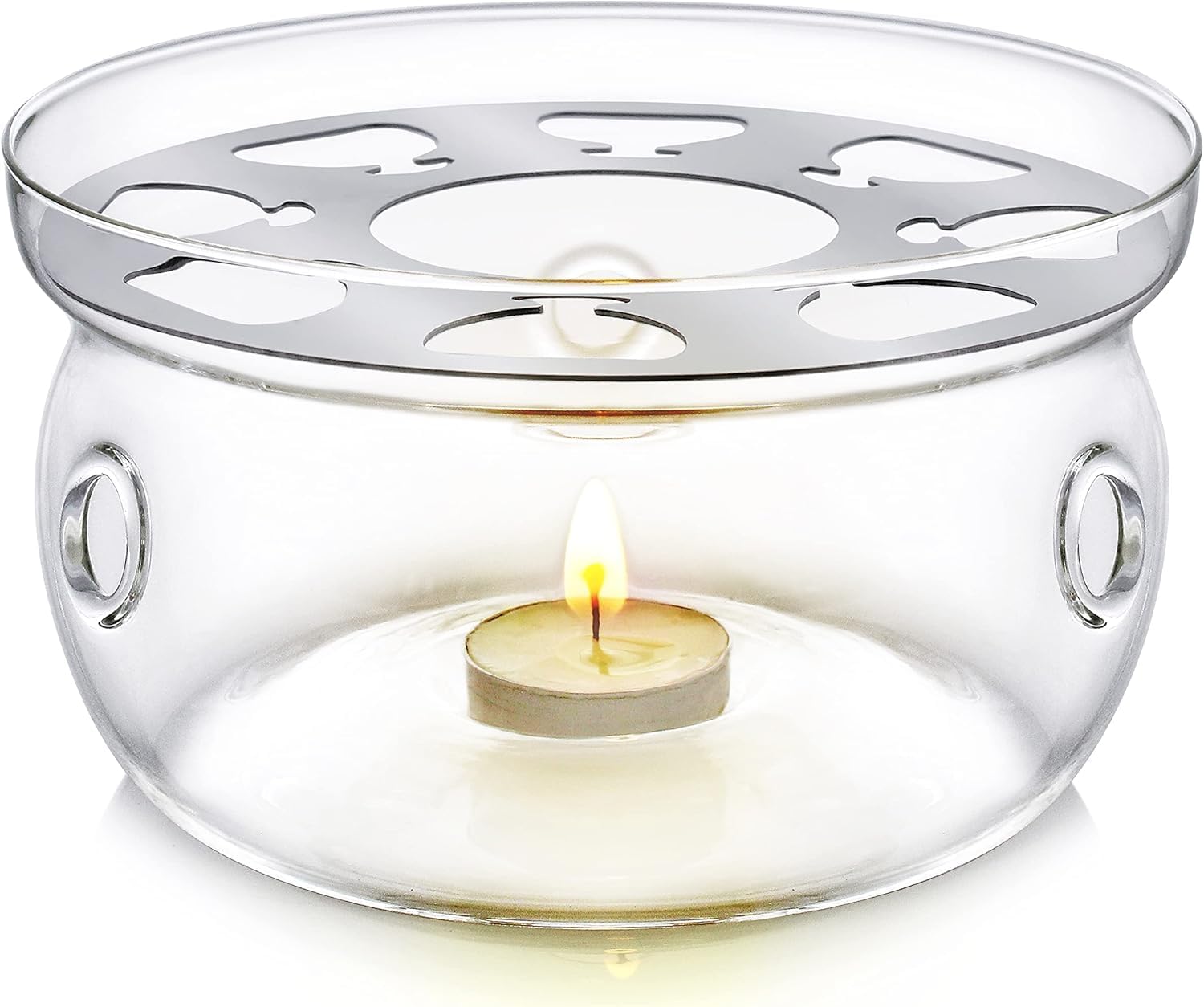 Teabloom Celebration Teapot Warmer, Heatproof Borosilicate Glass