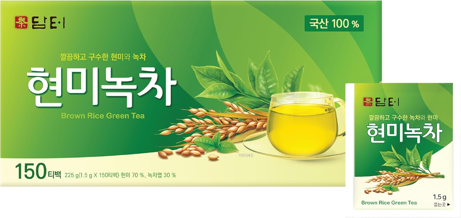 Damtuh Korean Brown Rice Green Tea, Roasted Genmaicha Blend, 150 Tea Bags