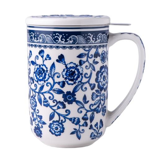 AmorArc Porcelain Tea Mug with Infuser and Lid