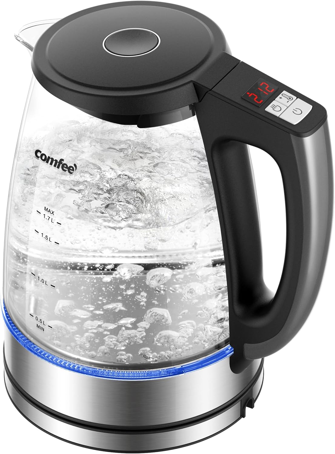 COMFEE' 1.7L Glass Tea Kettle with Temperature Control, 6 Presets