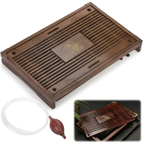 Eorbow Wooden Gongfu Tea Tray 17 Inch with Water Storage