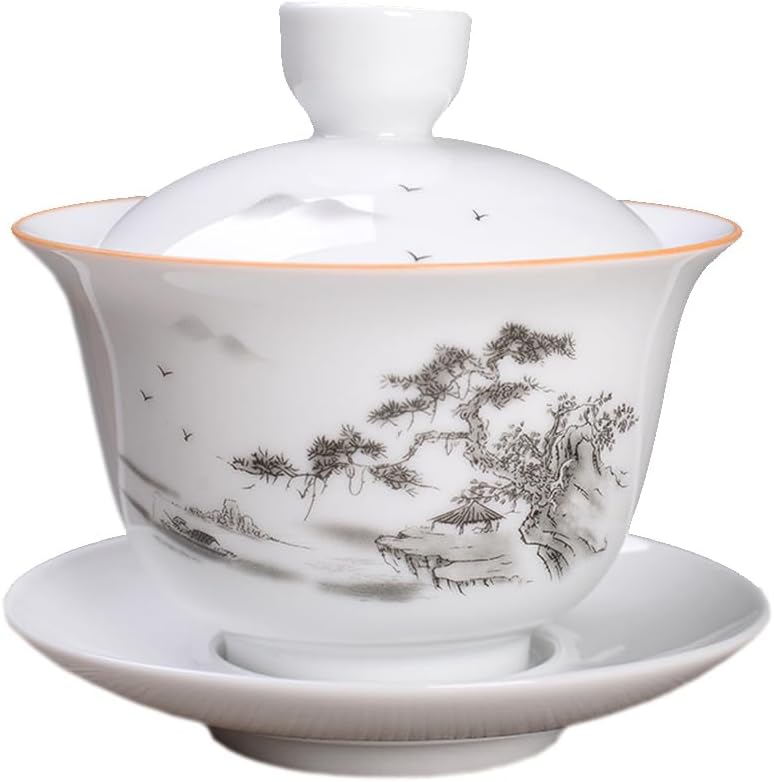 Woonsoon Jingdezhen Porcelain Gaiwan 200ml (scenery white glazed)