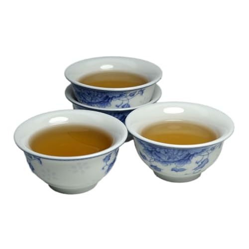 Liang baobao Chinese Traditional Tea Tasting Cup Set of 4, 2oz White Porcelain