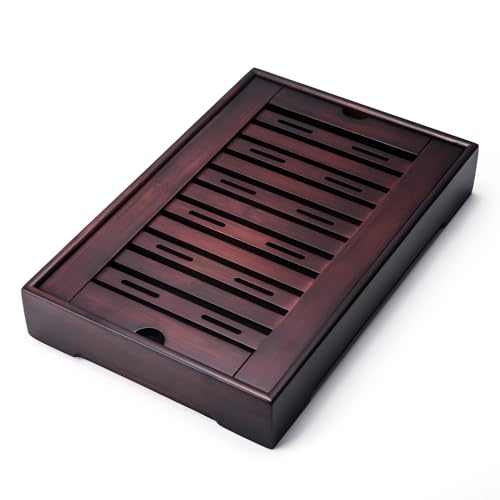 Bamboo Chinese Tea Tray 13.6x8.9 inch with Water Storage