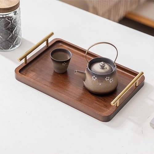 XZHXFX Bamboo Serving Tray with Gold Handles (Small)