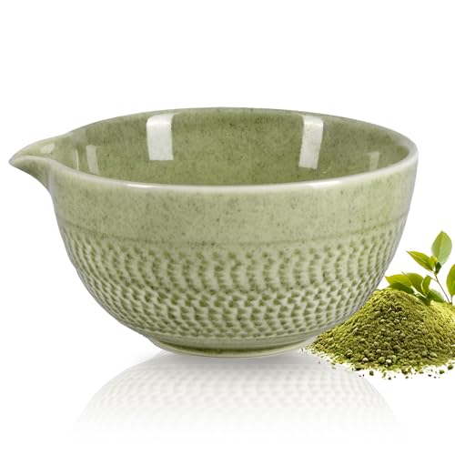 CAMATET Ceramic Matcha Bowl with Spout 500ml