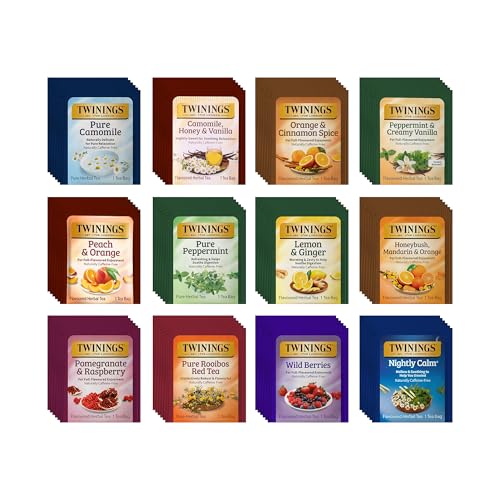 Twinings Herbal Variety Pack, 48 Tea Bags — Caffeine-Free, 12 Flavors