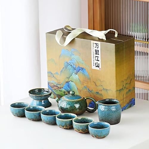 LAVINTTO Chinese Tea Set 10-Piece Ceramic