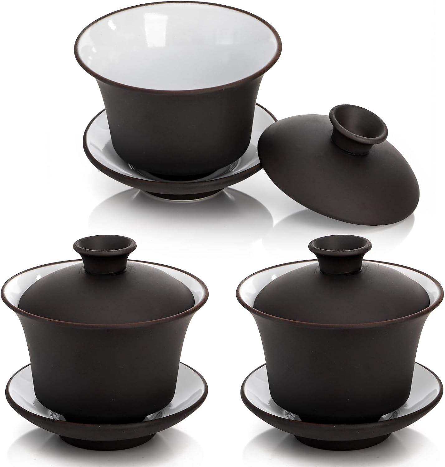 Cididu 3 Set Gaiwan Tea Cup, 4 Oz Traditional Chinese Porcelain Tea Set