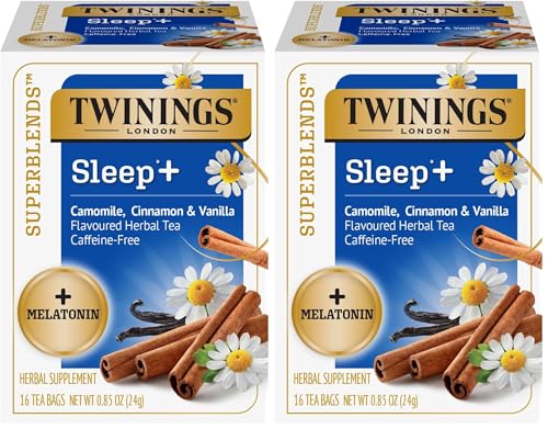 Twinings Superblends Sleep+ with 1 mg Melatonin, 16 Bags (Pack of 2)