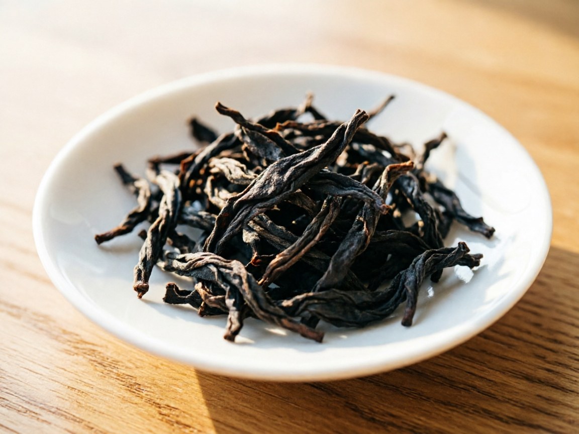 Charcoal-roasted Da Hong Pao loose leaf strips — dark twisted style