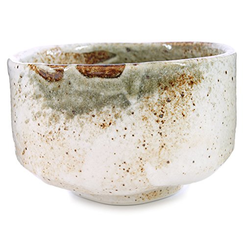 A hand-thrown Mino Ware chawan with Yuki Shino glaze.