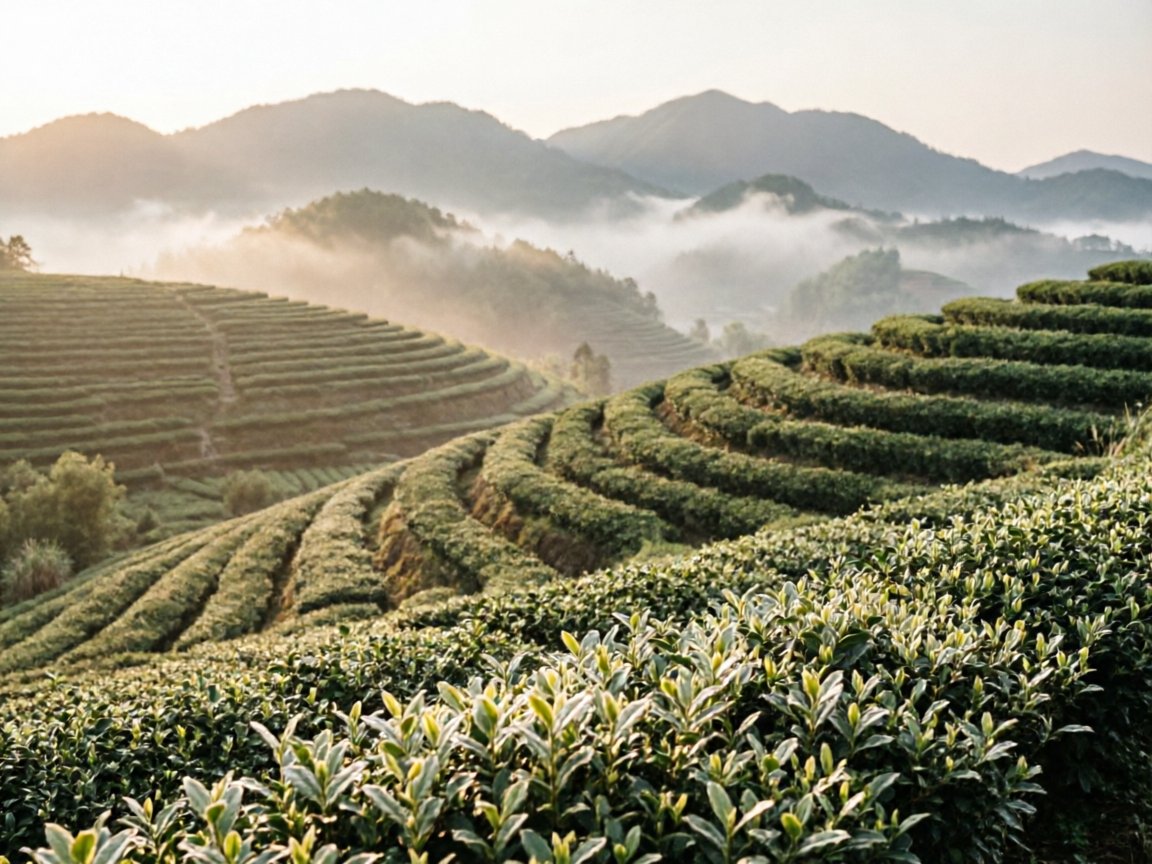Tea gardens in Anxi, Fujian — terraced hills where Tieguanyin is grown