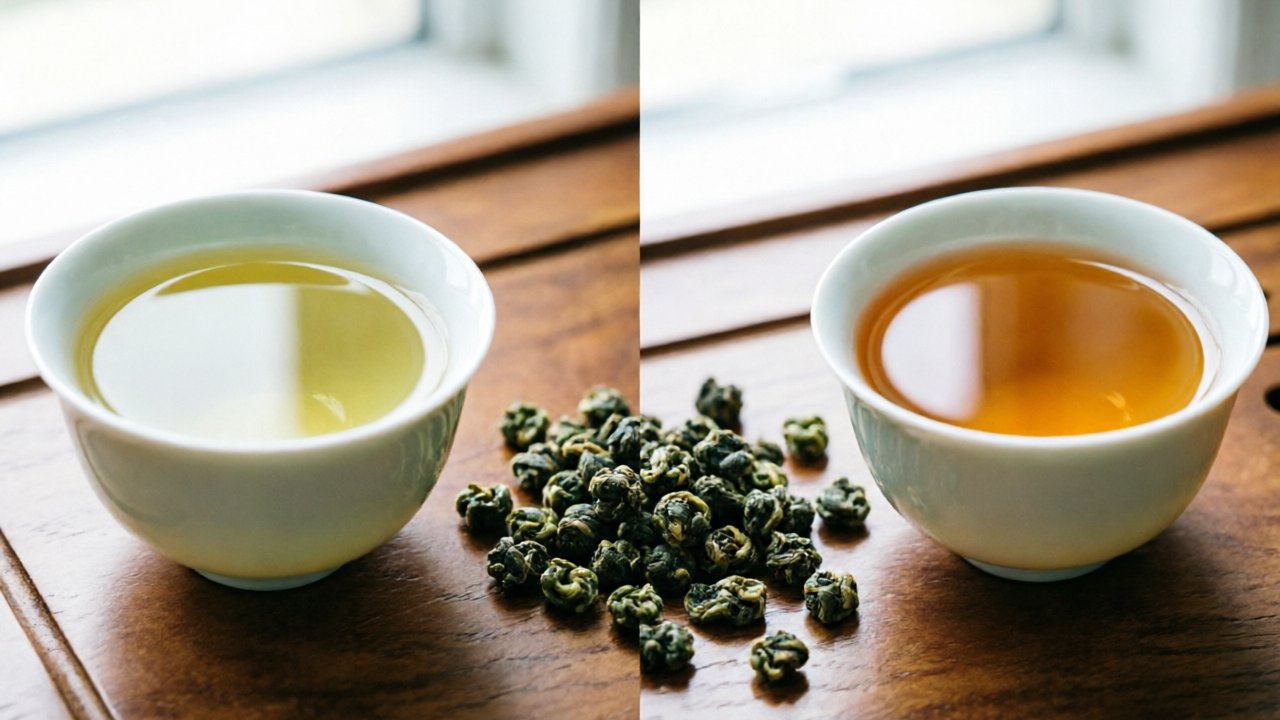 Qingxiang pale vs Nongxiang gold-amber liquor with rolled leaves